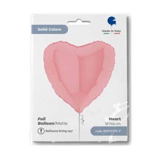 Matte Pink Heart Balloon - 18" Foil (Packaged)