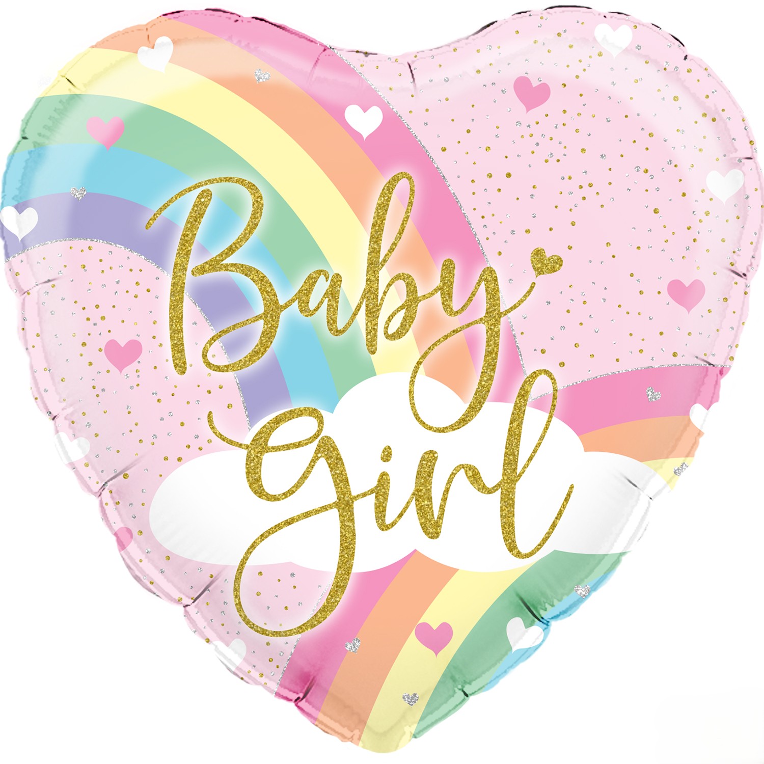 Pastel Rainbow Baby Girl Holographic Balloon - 18" Foil