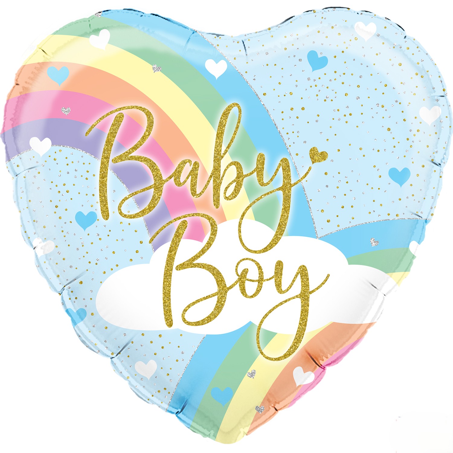 Pastel Rainbow Baby Boy Holographic Balloon - 18" Foil