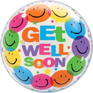 Get Well Soon Smiley Face Balloon - 22" Bubble