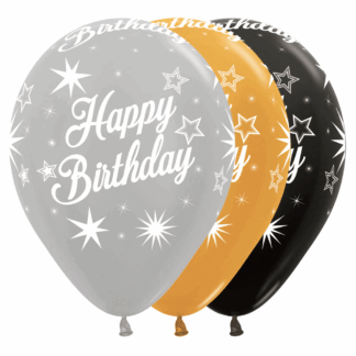 Happy Birthday Sparkle Elegant Assortment Balloons - 12" Latex (25ct)
