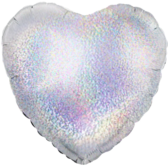 Silver Holographic Heart Balloon - 18" Foil (Packaged)