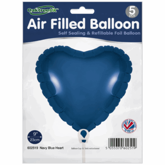 Navy Blue Heart Packaged Self Sealing Foils - 9" (5ct)