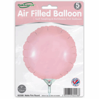 Matte Pink Round Packaged Self Sealing Foils - 9" (5ct)
