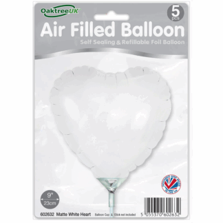 Matte White Heart Packaged Self Sealing Foils - 9" (5ct)