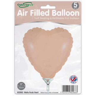 Matte Nude Heart Packaged Self Sealing Foils - 9" (5ct)