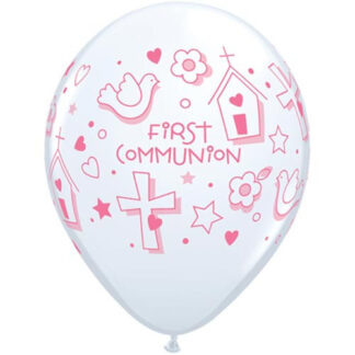 Pink Communion Symbols Balloons - 11" Latex (25ct)