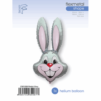 Grey Rabbit Head Balloon - 35" Foil