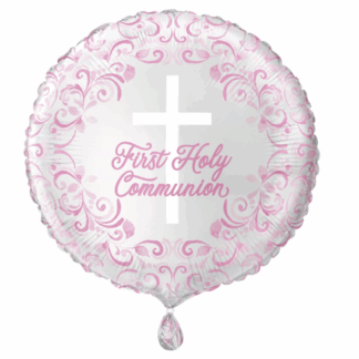 Pink Cross First Holy Communion Balloon - 18" Foil