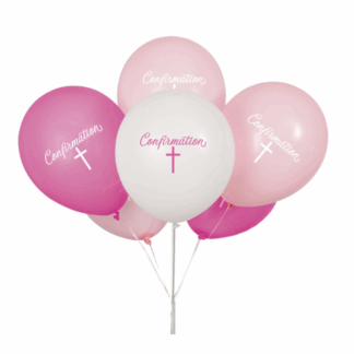 Fancy Pink Cross Confirmation Balloons - 12" Latex (8ct)