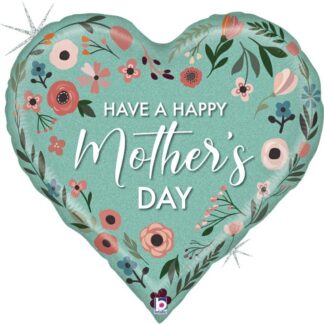 Mint Mother's Day Heart Shape Balloon - 23" Foil