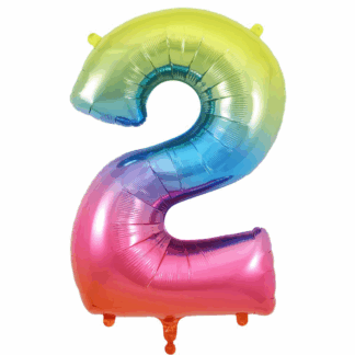 Rainbow Number 2 Balloon - 34"