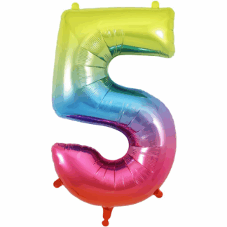 Rainbow Number 5 Balloon - 34"