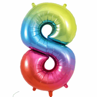 Rainbow Number 8 Balloon - 34"