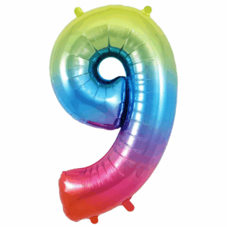 Rainbow Number 9 Balloon - 34"