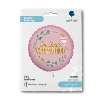 Pink On Your Communion Balloon - 18" Foil