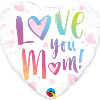 Love You Mum Heart Balloon - 18'' Foil (BULK BUY 10 PACK)