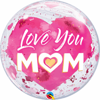 Love You Mum Heart Balloon - 22" Bubble