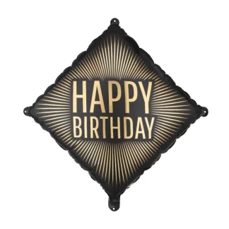 Happy Birthday Black & Gold Balloon - 20" Foil