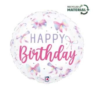Multicolour Bow Happy Birthday Heart Balloon - 18" Foil