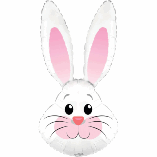 White Metallic Cute Rabbit Balloon - 35" Foil (Unpackaged)