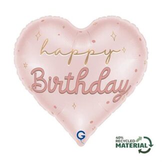 Pink Happy Birthday Heart Balloon - 18" Foil