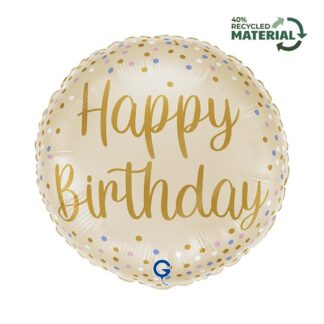 Cream Happy Birthday Balloon - 18" Foil