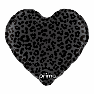 Black Shiny & Matte Leopard Print Heart Balloon - 18″ Foil