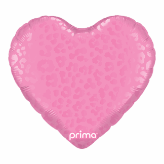 Dark Pink Shiny & Matte Leopard Print Heart Balloon - 18″ Foil